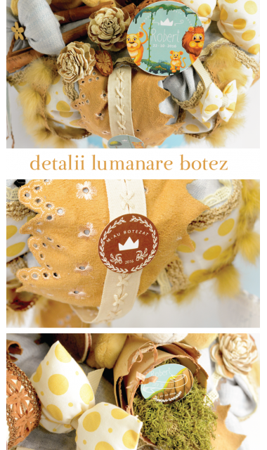 Lumanare de botez pentru baieti cu regele leu, 65x4 cm, Regele animalelor 2